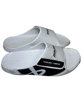 Bauer OOFOS® Sport Flex Side Senior White Size Mens 12 Women’s 14 Sandals Slipon
